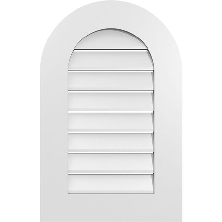 Ekena Millwork Round Top Surface Mount PVC Gable Vent: Functional, w/ 3-1/2"W x 1"P Standard Frame, 18"W x 28"H GVPRT18X2801SF